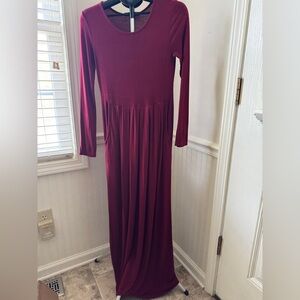 12 Pm By Mon Ami Long Sleeve Maxi Dress in Burgundy